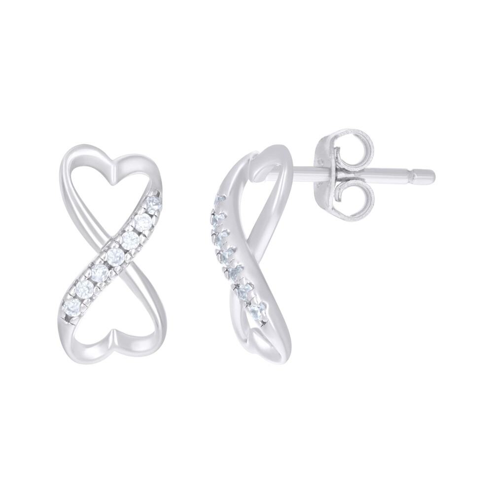 925 Sterling Silver Womens Cubic Zirconia Infinity Stud Earrings